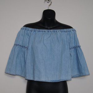 Madewell Azalea Denim Off the Shoulder Top XXS